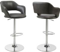 Monarch Specialties I 2441 Charcoal Grey/Chrome Metal Hydraulic Lift Barstool, Cool contemporary bar chair will be a stylish addition to your casual dining and entertainment area, Plush curved stool back and seat are covered in grey leatherette to complement your taste, Steel base with a high polished chrome finish supports the chair with a hydraulic lift and round footrest for comfort, UPC 021032288518 (I2441 I 2441) 