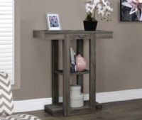 Monarch Specialties I 2456 Dark Taupe Reclaimed-Look 32"L Hall Console Accent Table, Make a statement in your living room or hallway, Ample surface area and a three-tiered design make this piece perfect for displaying your favorite decorative items or pictures, With bold edges and straight lines this table is an eye-catching must have for any living space, UPC 878218000378 (I2456 I 2456) 