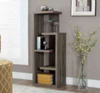 Monarch Specialties I 2467 Dark Taupe Reclaimed Wood-Look 48"H Accent Display Unit; Enhance your living space with this beautifully crafted display unit; Featuring clean lines and 5 open concept shelves perfect for displaying your most treasured decorative pieces this modern unit is sure to liven up your living space; UPC 878218000460 (I2467 I 2467) 