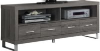 Monarch Specialties I 2517 Dark Taupe Reclaimed-Look  60"L TV Console with 4 Drawers, Contemporary styling, Four storage drawers, Two open shelves, Accommodates up to 60" TV console, 60" L x 16" W x 24" H Overall, UPC 878218000705 (I 2517 I-2517 I2517) 