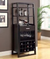 Monarch Specialties I 2543 Cappuccino 60"H Ladder Style Bar Unit; Stylish and contemporary ladder bar unit encompasses a design that is ideal for entertaining your guests; Drawer, a place to hang glasses, shelf space ideal for making cocktails, and a wine rack that can store up to 15 wine bottles; UPC 021032261054 (I2543 I-2543) 