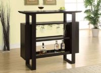Monarch Specialties I 2548 Cappuccino 48"L Bar Unit With Bottle And Glass Storage; Stylish and contemporary bar unit offers great features and functionality; Space saving wine glass racks and ample shelf space for bottle storage, makes this bar unit the ultimate entertaining spot in your home; Rich cappuccino finish with a large serving surface; Dimensions 48"L x 16"W x 42"H; Weight 79 lbs; UPC 021032288334 (I2548 I-2548) 