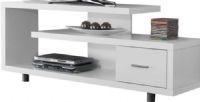 Monarch Specialties I 2573 White Hollow-Core 60"L TV Console, Art-deco inspired styling, 1 closed storage drawer, Thick panel construction, 48" W Shelf, 60" L x 16" W x 24" H Overall, Accommodate up to 60" flat panel TV, UPC 878218000767 (I 2573 I-2573 I2573) 