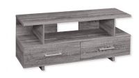 Monarch Specialties I 2608 Forty-Eight-Inch-Long TV Stand With Two Storage Drawers in Gray Finish; Multi-purpose TV stand for a living room, family room, or den; Accommodates all TV sizes with a center stand; 3 open shelves for a DVD player, cable box, or small stereo system; UPC 680796001629 (I 2608 I2608 I-2608) 