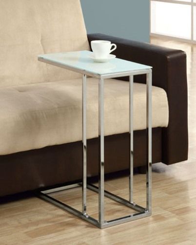 Monarch Specialties I 3000 Chrome Metal Accent Table with Tempered Glass Top; Provides a convenient solution for placing snacks or drinks while sitting on a sofa; Chrome metal rectangular base offers sturdy support, while a tempered glass top has plenty of space for putting a cup of tea, bag of popcorn, or bowl of ice cream; UPC 021032242794 (I3000 I-3000)