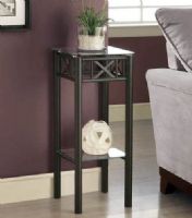 Monarch Specialties I 3078 Black Metal Plant Stand with Tempered Glass Top; With its classy glass top, this plant stand gives a warm feel to any room; Original black metal base provides sturdy support as well as an elegant look; Use this multi- functional table to place your favorite plant or decorative piece; Will be a sure eye-catcher; Dimensions 12"L x 12"W x 29"H; Weight 12 lbs; UPC 021032277536 (I3078 I-3078) 