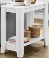Monarch Specialty I 3117 Accent Table - White, Stylish, textured wood-like finish, Can be used as a side table or hall console, Two tiered design for added display space , Sturdy, stylish tapered legs, Blends well with any décor, 22" W x 10" D x 14.5" H Bottom shelf dimensions, 24" L x 12" D x 22" H Dimensions, UPC 878218006257 (I 3117 I-3117 I 3117) 