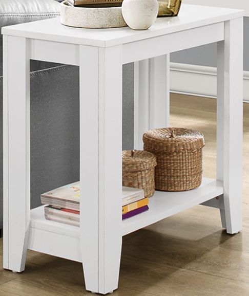 Monarch Specialty I 3117 Accent Table - White, Stylish, textured wood-like finish, Can be used as a side table or hall console, Two tiered design for added display space , Sturdy, stylish tapered legs, Blends well with any dcor, 22