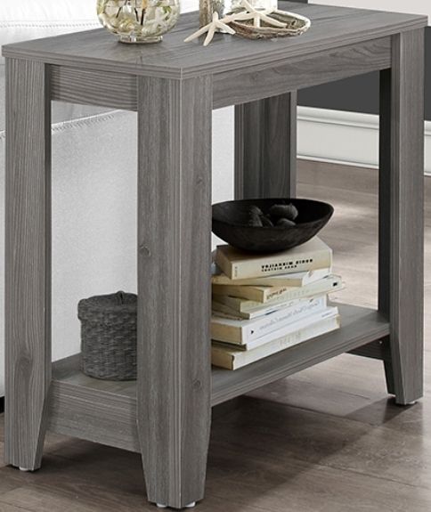 Monarch Specialty I 3118 Accent Table - Grey, Stylish, textured wood-like finish, Can be used as a side table or hall console, Two tiered design for added display space , Sturdy, stylish tapered legs, Blends well with any dcor, 22