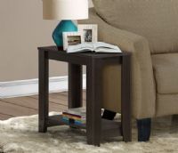 Monarch Specialties I 3119 Cappuccino Accent Side Table; Enhance your living space with this this cappuccino side table; Ample surface area and a two tiered design, this accent table is perfect for placing a lamp, displaying picture frames or your favorite decorative pieces; Sturdy tapered legs and the rich cappuccino finish will add warmth to any room in your home; UPC 878218002525 (I3119 I-3119) 