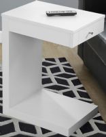 Monarch Specialty I 3192 Accent Table - White With A Drawer, Convenient snack table provides additional surface space for drinks, snacks and more, Front drawer provides hidden storage, Modern look blends with any décor, 12" L x 18" W x 24" H Overall, UPC 878218007278 (I 3192 I-3192 I3192) 