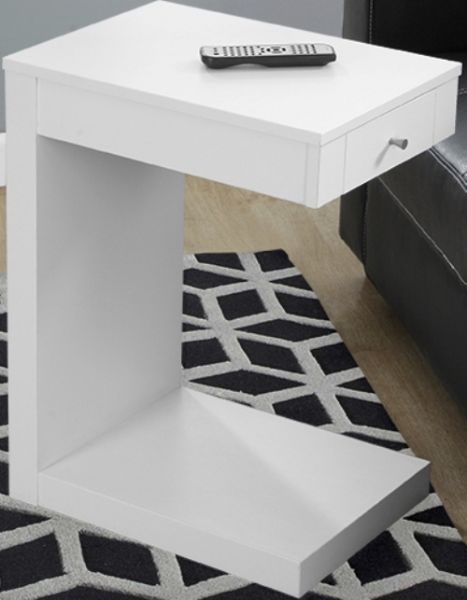 Monarch Specialty I 3192 Accent Table - White With A Drawer, Convenient snack table provides additional surface space for drinks, snacks and more, Front drawer provides hidden storage, Modern look blends with any dcor, 12