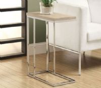 Monarch Specialties I 3203 Natural Reclaimed-Look/Chrome Metal Accent Table; What a convenient way to eat or drink on your couch; Has sufficient space for you to place your snacks, drinks and even meals; Chromed metal base provides sturdy support along with a fashionable flair that will suit any decor; Dimensions 20"L x 10"W x 25"H; Weight 11 lbs; UPC 021032286392 (I3203 I-3203) 