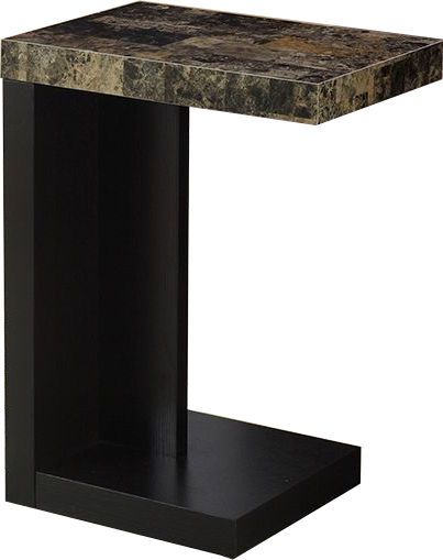 Monarch Specialties I 3212 Cappuccino Marble Look Accent Table; Thick paneled design; Stylish marble-look surface area; Designed to easily slip under your sofa (20