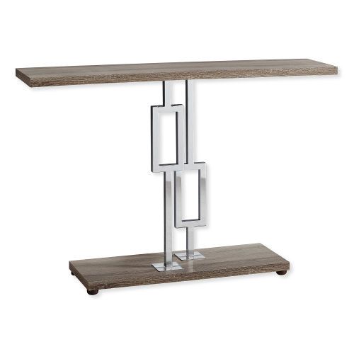 Monarch Specialties I 3268 Forty-Eight-Inch-Long Accent Table with Dark Taupe Top and Chrome Metal Frame; Versatile console table to use in a hallway, entryway, living room, or office; Modern and compact style suitable for small homes; UPC 680796013691 (I 3268 I3268 I-3268)