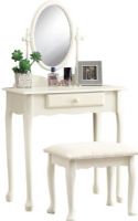 Monarch Specialties I 3412 Antique White Vanity With Stool, Antique white finished Cabriole legs, Dainty apron, Antique styled handles, Create a peaceful space to get ready for your day, 28" L x 16" D x 51" H Overall, UPC 021032284893 (I 3412 I-3412 I3412) 