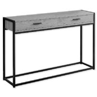 Monarch Specialties I 3510 Forty-Eight-Inch-Long Accent Hall Console Table With Two Drawers in Gray Top and Black Metal Finish; Multi-functional console table ideal even for small spaces; With 2 large storage drawers on metal glides with sleek black metal handles; UPC 680796015015 (I 3510 I3510 I-3510) 