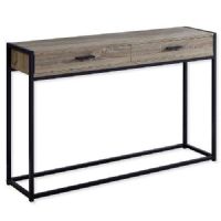 Monarch Specialties I 3511 Forty-Eight-Inch-Long Accent Hall Console Table With Two Drawers in Dark Taupe Top and Black Metal Finish; Multi-functional console table ideal even for small spaces; With 2 large storage drawers on metal glides with sleek black metal handles; UPC 680796015022 (I 3511 I3511 I-3511) 