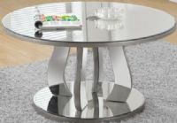Monarch Specialties I 3725 Coffee Table - 36"Dia / Brushed Silver - Mirror, Glamourous mirror finish reflects light and adds sparkle to any decor, Chic and modern contemporary styling, Geometric inspired rounded top and legs adds a dramatic touch, 36" L x 36" D x 18" H Overall, UPC 878218007506 (I3725 I-3725 I 3725) 