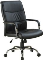 Monarch Specialties I 4290 Black Home Office Contoured Chair, Contemporary style, Durable leather like vinyl, Metal silver finish base, Gas lift, Amazing comfort, Sleek style, 27.75" W x 30" D x 39.5"- 43.25" H, UPC 021032244804 (I 4290 I-4290 I4290) 