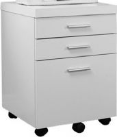 Monarch Specialties I 7048 White Hollow-Core 3 Drawer File Cabinet On Castors, Modern white finish, Three spacious storage cabinets, Blends well into any office décor, Easily combines with any white hollow-core desk, Stylish chrome metal accents, 18" L x 19" W x 26" H Overall, UPC 878218001214 (I 7048 I-7048 I7048) 