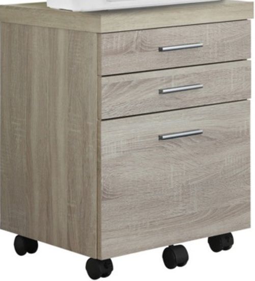 Monarch Specialties I 7050 Natural Reclaimed-Look 3 Drawer File Cabinet / Castors , Finished in a sophisticated Natural reclaimed-look, Three spacious storage cabinets, Blends well into any office dcor, Easily combines with any Natural hollow-core desk, Stylish chrome metal accents, 18