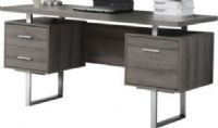 Monarch Specialties I 7082 Dark Taupe Hollow-Core/Silver Metal Office Desk, Crafted from Particle Board, Melamine, Hollow Core, Metal, Large floating top work surface, Two drawers with silver colored hardware, 1 spacious filing drawer, 60" L x 24" W x 30" H, UPC 878218001436 (I 7082 I-7082 I7082) 