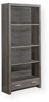 Monarch Specialties I 7087 Dark Taupe Reclaimed-Look 71"H Bookcase with A Drawer, Crafted from Hollow Core Board, Mdf, 3 adjustable shelves, Generous bottom storage drawer, Clean lines and thick panels, 32" L x 12" W x 71" H Overall, UPC 878218001474 (I 7087 I-7087 I7087) 