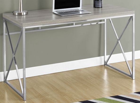 Monarch Specialties I 7204 Chrome Metal Dark Taupe Computer Desk