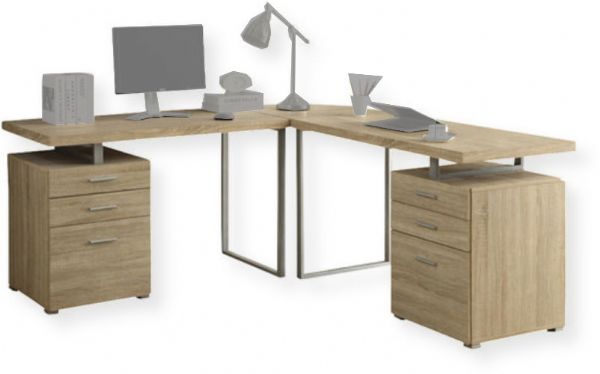 Monarch Specialties I 7226-3 Natural Left or Right Facing Computer Desk; 3 piece 