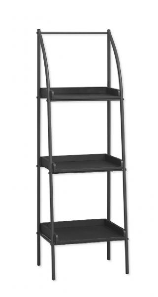 Monarch Specialties I 7227 Forty-Eight-Inch-High Bookcase with Black Shelves and Black Metal Frame; Modern industrial-look design; With 3 open concept MDF shelves perfect for picture frames, plants or any other decor items; UPC 680796000639 (I 7227 I7227 I-7227)