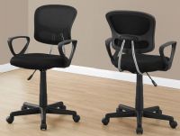 Monarch Specialties I 7260 Black Mesh Juvenile Multi Position Office Chair; Certified for commercial and home use (BIFMA standards); Weight Capacity: up to 300 lbs; Back and seat upholstered in durable and breathable commercial grade black mesh fabric with a thick cushioned seat; Ergonomic curved back rest and textured arm rests to provide a comfortable posture; Convenient lever for adjustable seat height and 5 nylon castors for smooth mobility; Weight 22 Lbs; UPC 878218009296 (I7260 I 7260) 