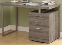 Monarch Specialties I 7326 Dark Taupe Left or Right Facing Computer Desk; Conveniently place set of drawers on the left or right side for multi-functionality; Sleek track metal leg; Thick panelled contemporary styling with a warm dark taupe reclaimed wood-look finish; 2 storage drawers (inside dims: 15"Lx15"Wx4"H); 1 file drawer accommodates legal or standard size (inside dims:15"Lx15"Dx13.5"H); Made in MDF, Particle Board, Laminate, Metal; Weight 83 Lbs; UPC 021032287702 (I7326 I 7326) 