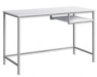 Monarch Specialties I 7368 Forty-Eight-Inch-Long Computer Desk With White Top and Silver Metal Base; With a spacious desk top in a chic white laminated finish; One open suspended cubby for additional storage; Sturdy coated silver metal legs; UPC 680796012687 (I 7368 I7368 I-7368) 