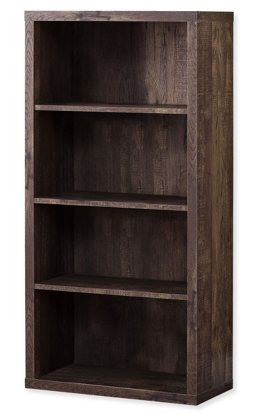 Monarch Specialties I 7404 Forty-Eight-Inch-High Bookcase in Brown Reclaimed Wood Finish With Adjustable Shelves; Features three adjustable center shelves with a fixed bottom shelf; Modern industrial style; UPC 680796012946 (I 7404 I7404 I-7404)