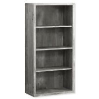 Monarch Specialties I 7405 Forty-Eight-Inch-High Bookcase in Gray Reclaimed Wood Finish With Adjustable Shelves; Features three adjustable center shelves with a fixed bottom shelf; Modern industrial style; UPC 680796012953 (I 7405 I7405 I-7405) 