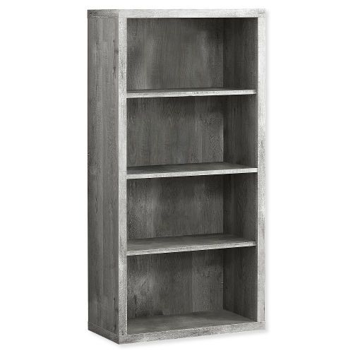 Monarch Specialties I 7405 Forty-Eight-Inch-High Bookcase in Gray Reclaimed Wood Finish With Adjustable Shelves; Features three adjustable center shelves with a fixed bottom shelf; Modern industrial style; UPC 680796012953 (I 7405 I7405 I-7405)