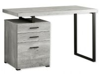 Monarch Specialties I 7409 Forty-Eight-Inch-Long Computer Desk in Gray Reclaimed Wood Finish With Black Metal Base; Has 2 storage drawers on metal glides and 1 file drawer accommodates legal or standard size documents; Drawers can be conveniently placed on the left or right side offering you multi-functionality; UPC 680796012977 (I 7409 I7409 I-7409) 