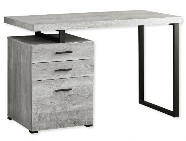 Monarch Specialties I 7409 Forty-Eight-Inch-Long Computer Desk in Gray Reclaimed Wood Finish With Black Metal Base; Has 2 storage drawers on metal glides and 1 file drawer accommodates legal or standard size documents; Drawers can be conveniently placed on the left or right side offering you multi-functionality; UPC 680796012977 (I 7409 I7409 I-7409)