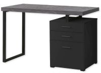 Monarch Specialties I 7411 Forty-Eight-Inch-Long Computer Desk in Gray Wood-Look Top With Black Drawers and Metal Base; Has 2 storage drawers on metal glides and 1 file drawer that accommodates legal or standard size documents; Drawers can be conveniently placed on the left or right side offering you multi-functionality; UPC 680796014087 (I 7411 I7411 I-7411) 