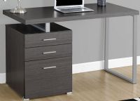 Monarch Specialties I 7426 Grey Left or Right Facing Computer Desk; Can conveniently be placed on the left or right side offering you multi-functionality; Sleek track metal leg; Thick panelled contemporary styling; 2 storage drawers ( inside dims: 15"Lx15"Wx4"H); 1 file drawer accommodates legal or standard size (inside dims:15"Lx15"Dx13.5"H); Made in MDF, Particle Board, Laminate, Metal; Weight 83 Lbs; UPC 878218005175 (I7426 I 7426) 