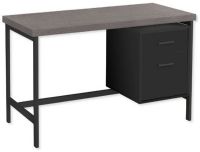 Monarch Specialties I 7437 Forty-Eight-Inch-Long Computer Desk With Black Drawers, Grey Wood-Look Top, and a Black Metal Base; Large thick paneled work surface finished in a grey wood-look with a stylish black base; 1 closed storage drawer; 1 file drawer accommodates standard sized documents; UPC 680796016319 (I 7437 I7437 I-7437) 