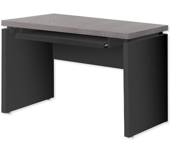 Monarch Specialties I 7439 Forty-Eight-Inch-Long Computer Desk With a Black Base and Grey Wood Grain-Look Top; Contemporary design; Large sized pull-out keyboard tray; Large desktop surface for either a desktop, laptop, or tablet, lamp, books; UPC 680796016326 (I 7439 I7439 I-7439)