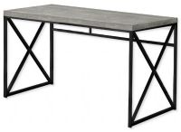 Monarch Specialties I 7451 Forty-Eight-Inch-Long Computer Desk With Gray Reclaimed Wood-Look Top and Black Metal Base; Thick panel table top; Sturdy and stylish black metal legs; Finished on all sides; Chic gray reclaimed wood-look top; UPC 680796016890 (I 7451 I7451 I-7451) 