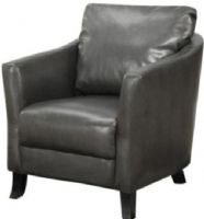 Monarch Specialties I 8021 Dark Brown Leather-Look Accent Chair, Crafted from Polyurethane, Bold curves and padded side panels, Secured with a high seat back and strong, Supportive Wood legs, 20" L x 19" D Seat, 18" Seat Height From Floor, 32"L x 33"W x 35"H Overall, UPC 878218001634 (I 8021 I-8021 I8021) 