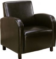 Monarch Specialties I 8050 Dark Brown Leatherette Accent Chair, Smooth curves, Bold design, Cushioned seat and back, Simple post legs, 18" H x 20" D Seat, 32.75" H x 27" W x 28" D Overall, UPC 021032203498 (I 8050 I-8050 I8050) 