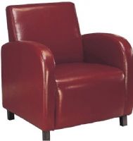 Monarch Specialties I 8051 Burgundy Leatherette Accent Chair, Smooth curves, Bold design, Cushioned seat and back, Simple post legs, 18" H x 20" D Seat, 32.75" H x 27" W x 28" D Overall, UPC 021032204297 (I 8051 I-8051 I8051) 