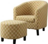 Monarch Specialties I 8059 Burnt Yellow "Circular" Fabric Accent Chair & Ottoman, Crafted from Cotton Fabric, Padded seat cushion, Curved back design, Sleek track arms, Unique barrel shape, Slender tapered Wood legs, 21" L x 21" D Seat, 16" Seat Height From Floor, 29" L x 30" W x 30" H Large Table, 18" L x 15" W x 14" H Small Table, UPC 878218001696 (I 8059 I-8059 I8059) 