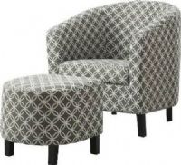 Monarch Specialties I 8060 Grey "Circular" Fabric Accent Chair & Ottoman, Offers a modern spin on classic living, Padded seat cushion, Coordinating ottoman has a firm cushion which is perfect for a foot rest or an extra seat, 15.5" H Seat, 14.5" H x 15" W x 18" D Ottoman, 30" H x 29" W x 30" D Chair, UPC 878218001702 (I 8060 I-8060 I8060) 