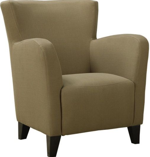 Monarch Specialties I 8066 Brown Linen Fabric Club Chair,Crafted from Cotton Fabric, Sinuous spring base, Bold track arms, Deep slightly scooped seat, Tapered block style Wooden feet, Built in padded seat cushion, Ladder back design for extra comfort, 18